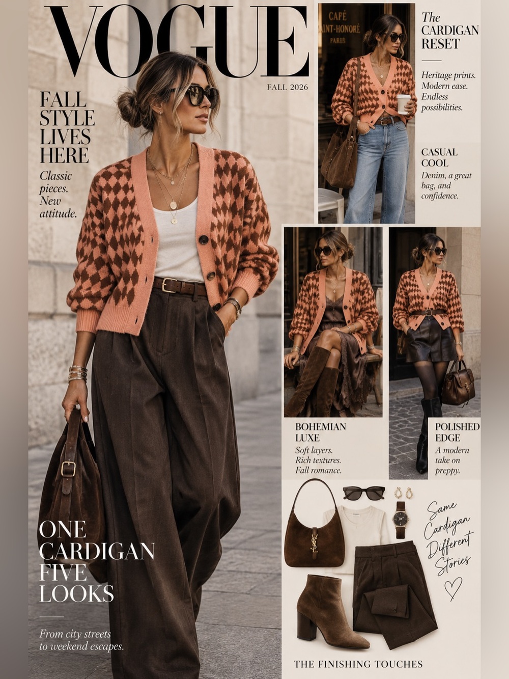 Cotton On Checkerboard Cropped Cardigan Pink Brown Coquette Y2K Indie Sleaze S